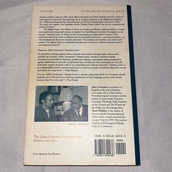 Book Paperback: The Sighted Singer: Two Works on Poetry for Readers and Writers - Picture 3 of 5